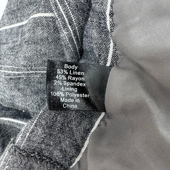 Lane Bryant Striped Blazer WMNS 22 Gray One Button Linen Blend Jacket Suit Coat - Picture 6 of 8